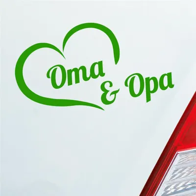 Produktbild von Auto Aufkleber Oma & Opa Stolz Liebe Herz Großeltern Kind 16x10 cm Hellgrün Sticker Heckscheibenaufkleber
