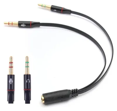 Schwarzer 3,5-mm-Headset-Splitter für Audio und Mikrofon