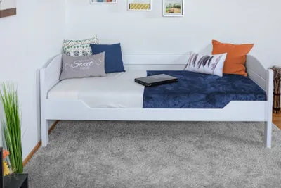 Produktbild von Kinderbett 90 x 200 cm | Massivholz: Buche | Weiß Lackiert