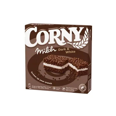 Obrázok produktu pre Corny Milk Dark & White, čokoládová tyčinka, cereálna tyčinka, čokoládová tyčinka, 4 x 30 g