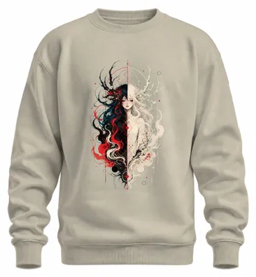 Productafbeelding van Anime meisjes Yin Yang gotische dualiteit, Japan, Y2K, manga, dames sweatshirt, trui, natuur, maat XL