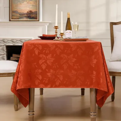 Produktbild von Tischdecke Herbst 320x140 cm Orange Jacquard-Damast abwaschbar wasserabweisend rechteckig