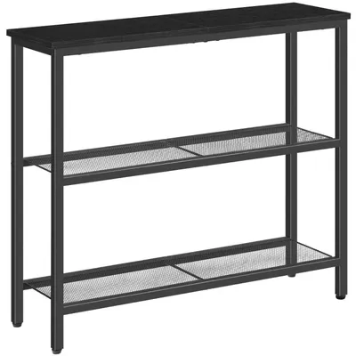 Produktbild von Schmaler Konsolentisch mit 2 Ablagen 75x24x75 cm Schwarz