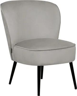 Produktbild von BELIANI Sessel Hellgrau / Schwarz aus Samt ohne Armlehnen Elegantes Design Modern für Wohnzimmer Schlafzimmer Retro Stil