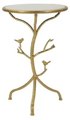 Immagine prodotto di Tavolino Birds Marble in ferro oro e marmo bianco Ø38x60 cm