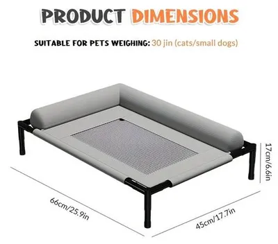 Image de Lit pour chien en treillis métallique, respirant, portable, durable, antidérapant, pour intérieur et extérieur, de couleur grise.