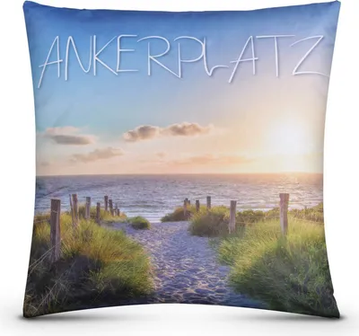 Image de Coussin d'extérieur avec passepoil blanc Ankerplatz, lot de 1
