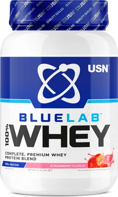 Produktbild von USN Blue Lab Whey (908g) Strawberry - Eiweiße - Molkenprotein-Mischung