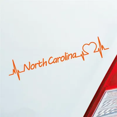 Produktbild von Auto Aufkleber North Carolina Herz Herzschlag 19x4 cm Orange Sticker Heckscheibenaufkleber