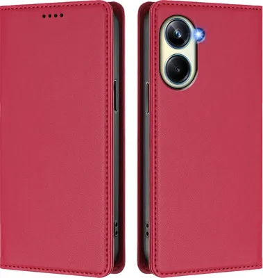 Immagine prodotto di Custodia in pelle per Realme 10 Pro 5G, custodia magnetica in Finto cuoio con supporto Rosso