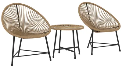 Produktbild von Outsunny Polyrattan Gartenmöbel Set, Outdoor Lounge Balkonmöbel für 2 Personen
