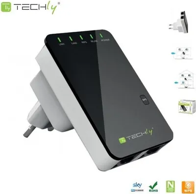 Immagine prodotto di Techly amplificatore di segnale Wi-Fi I-WL-REPEATER2 N300 Wall-Plug