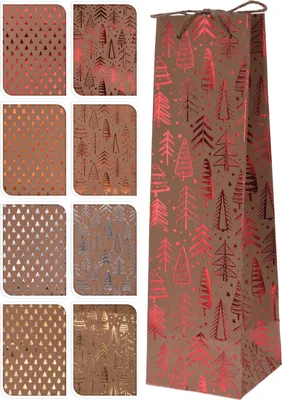 Produktbild von 12 x Geschenktaschen aus ungebleichtem Papier in äußerst stabiler Ausführung mit Henkel aus Jute - Stilvoll mit Goldprägung - Geschenktüten Weihnachten - Geschenktaschen - Weihnachtstüten - Weihnachtsgeschenktüten