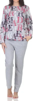 Produktbild von Normann Damen langarm Schlafanzug Pyjama - auch in Übergrössen ; grau-mel. , 44