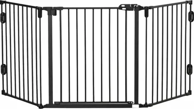 Zdjęcie produktu dla Barierka Dla Psa Z Automatycznymi Drzwiami, Regulowana, Składana, 3 Panele, 202,5X76Cm