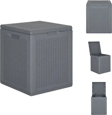 Zdjęcie produktu dla vidaXL Skrzynia ogrodowa szara PP rattan 90 L - Skrzynie ogrodowe