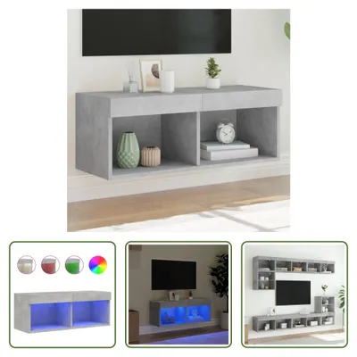 Produktbild von The Living Store TV-Schrank mit LED-Leuchten Betongrau 80x30x30 cm
