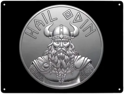 Produktbild von HAIL ODIN Metallschild XXL in 28x38 cm - Silbernes Amulett