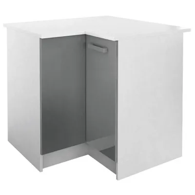 Obrázok produktu pre Nízka rohová kuchynská skrinka s pracovnou doskou 88 x 88 cm - lesklá sivá