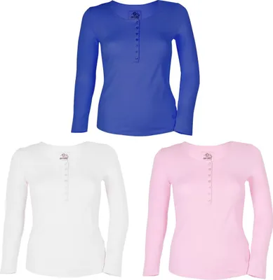 Produktbild von GIN TONIC Damen Langarm Shirt mit Knopfleiste, Größe:S, Farbe:Blau