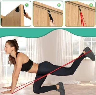 Produktbild von Set aus 3 Widerstandsbändern in 3 verschiedenen Stufen für Krafttraining, Stretching, Calisthenics, Cross-Fitness und Pilates