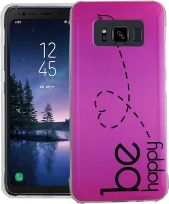 Produktbild von Handy Hülle für Samsung Galaxy S8 Active Cover Case Schutz Tasche Motiv Slim Silikon TPU Be Happy Pink