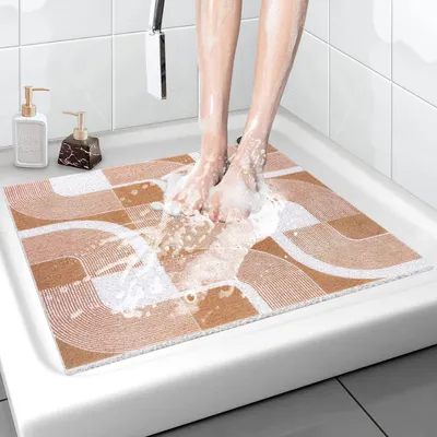 Obrázek produktu pro Protiskuzová podložka pod sprchu, rozměr 60x60 cm, vyrobená z PVC, s odtokovými otvory, rychle schnoucí