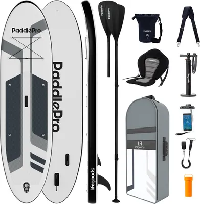 Produktbild von LifeGoods PaddlePro SUP Board - Luxus Set - Mit Sitz - Aufblasbares Paddle Board - Max. 150 KG - 320x81 cm - Weiß