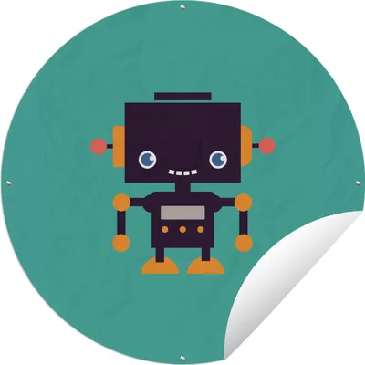 Produktbild von MuchoWow® Gartenposter Outdoor-Poster Rund Roboter - Gesicht - Antenne - Blau - Jungen Ø 120 cm Gartendeko Rundes Poster draußen