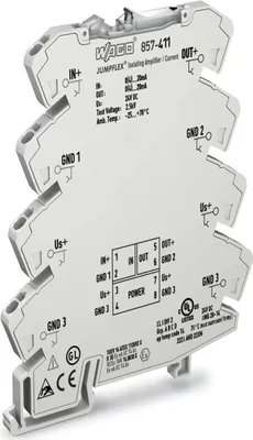 Image de Amplificateur isolateur WAGO ; signal d'entrée de courant ; signal de sortie de courant 857-411