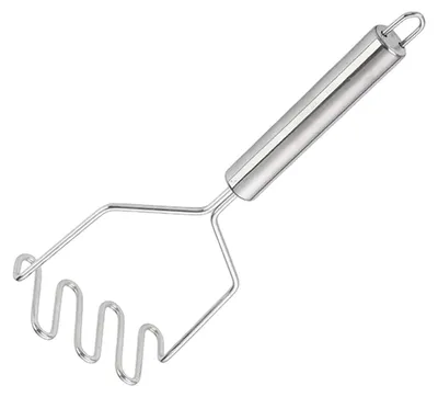 Produktbild von Kartoffelstampfer aus Edelstahl, manuelle Kartoffelpresse mit ergonomischem Griff, Gemüsezerkleinerer für Avocados und anderes Gemüse, Küchenhelfer