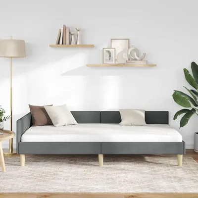 Produktbild von "Winterschlussverkauf "Bettgestell/Eckbettgestell - CLORIS - Einzelbett - mit Kopfteil Dunkelgrau 90 x 190 cm - Einfache Montage - Stoff - DEMöbel8017597