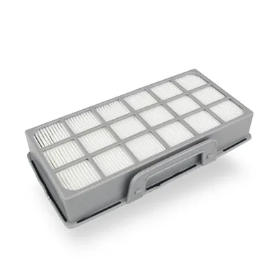 A close-up, studio shot of a vacuum cleaner filter against a white background.