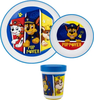 Produktbild von Paw Patrol Kinder Geschirr-Set 3 teilig Becher Teller Schüssel