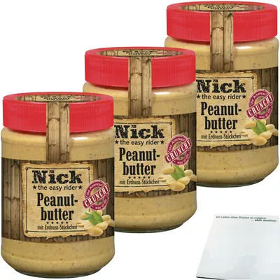 Produktbild von Nick Peanutbutter Crunchy 3er Pack (3x350g Glas) + usy Block