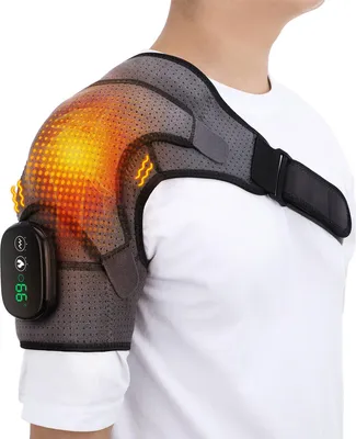 Produktbild von Kabellose beheizte Schulterbandage mit Akku - 3 Heiz- & Vibrationsstufen, Wärmekissen gegen Schulterschmerzen