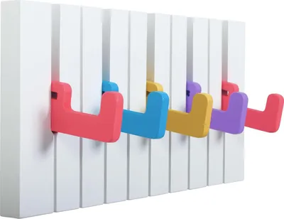 Produktbild von STILVORA Wandgarderoben, Kinder Wandgarderobe 30 cm, bunte 5 Haken, Kinderkleiderhaken, Wandhaken für Kinderzimmer, Garderobe für Jacken, Mützen, Rucksack