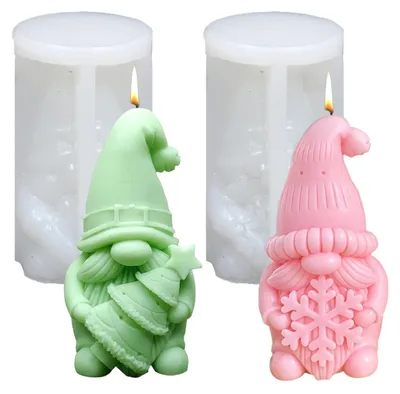 Image de Moules en silicone pour Noël : lot de 2, décorations de lutins pour bougies et décorations