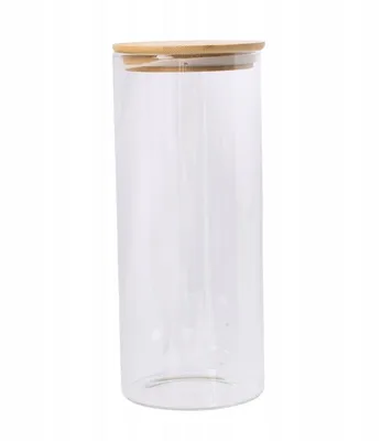 Produktbild von Vorratsglas 1L mit Bambusdeckel | Glasbehälter für Küche & Vorratsschrank | Luftdichtes Aufbewahrungsglas für Nudeln, Kaffee, Müsli
