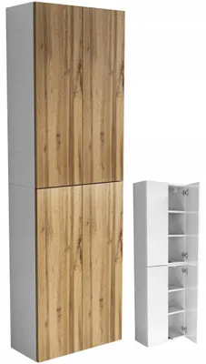Zdjęcie produktu dla wiszący słupek łazienkowy 50x160 (2x80) biały mat + dąb wotan