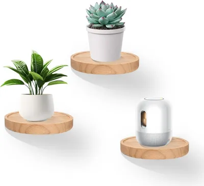Produktbild von Wandregal, 3er Set, rund, Holz, für Wohnzimmer