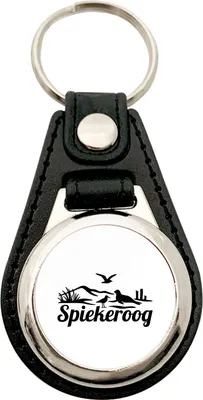 Produktbild von Huuraa Schlüsselanhänger Spiekeroog Strandmotiv Metall mit Kunstleder Schlüsselring Einkaufswagenchip Geschenkidee