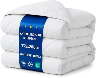 Productafbeelding van Dekbedovertrek met microvezelvulling, 135 x 200 cm, wit, geschikt voor het hele jaar