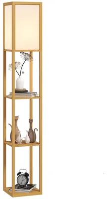 Immagine prodotto di Lampada da terra HOMCOM con 3 ripiani, attacco E27 fino a 40 W, rovere + bianco