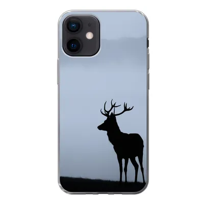 Produktbild von MuchoWow® Handyhülle Schutzhülle Hülle für iPhone 12 Hirsch - Nebel - Silhouette Silikon Softcase Handy Hülle - Schutzhülle