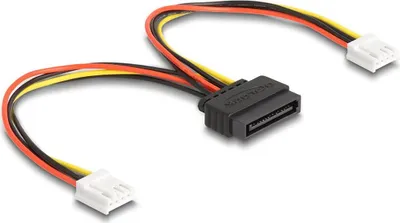 Produktbild von Strom-Adapterkabel SATA 15 Pin Stecker > 2x Floppy 4 Pin Buchse (15cm)