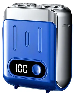 Produktbild von Elektrischer Mini Rasierer Herren, Doppel-Klingen Magnetkopf, 9000 U/min Motor, IPX7 wasserdicht, LED Display, trocken & nass, kompakt für Reisen