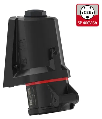 Productafbeelding van Walther CEE NEO wandcontactdoos, model FW110506CC, 16A, 5-polig, 6 uur, IP54, met kooilveer