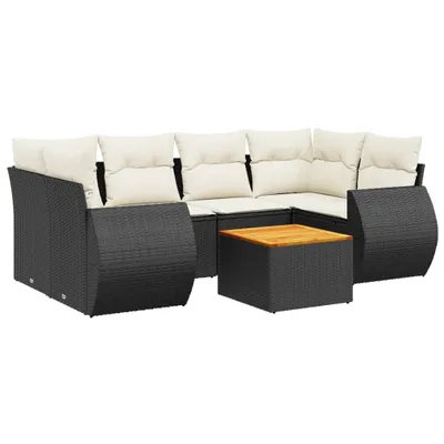 Produktbild von vidaXL 7-tlg. Garten-Sofagarnitur mit Kissen Schwarz Poly Rattan
