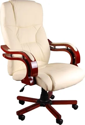Produktbild von Bürostuhl des Direktors LUX Chefsessel mit Holzelementen Sessel Büro-Sessel Drehstuhl Chefsessel  Holzelemente Beige